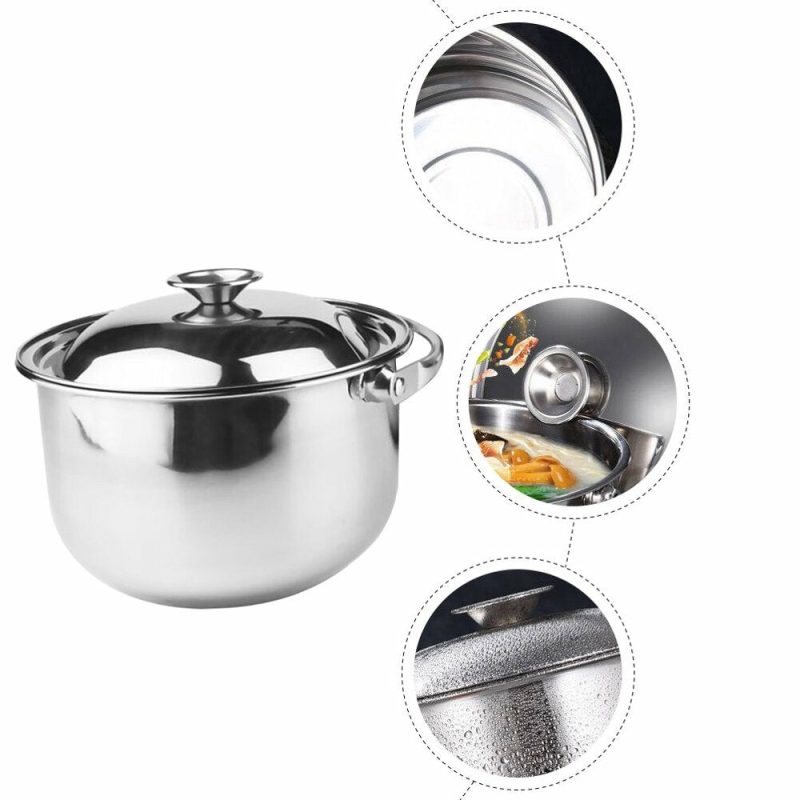 Cookware |  Stainless Steel Soup Pot With Lid Multipurpose Soup Pot Heat Resistant Stewing Pot Cookware Cookware