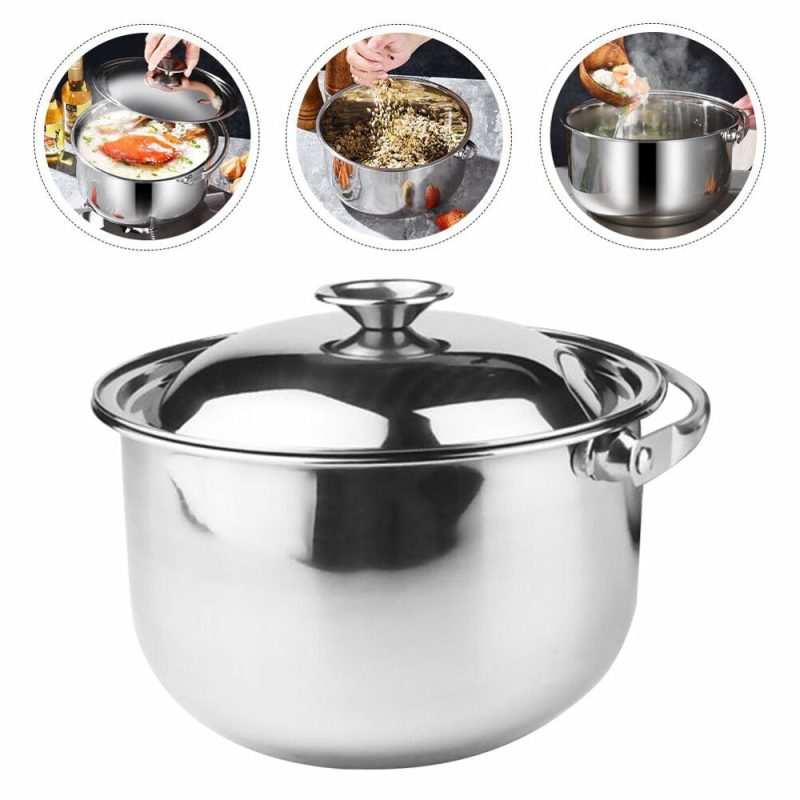 Cookware |  Stainless Steel Soup Pot With Lid Multipurpose Soup Pot Heat Resistant Stewing Pot Cookware Cookware