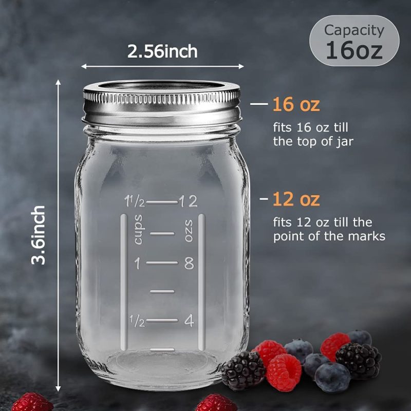 Cookware |  Sungwoo Mason Jars, Canning Jars 8 Ounces, 6 Pack, With Sealed And Straw Lid, Ideal For Juice, Jam, Honey And Spice, Wedding Favors, Shower Favors, Baby Foods Cookware Cookware