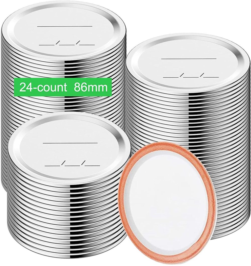 Cookware |  Wide Mouth Canning Lids, Enouvos 24-Count Canning Lids, Split-Type Lids For Mason Jar Wide Canning Lids Bulk,100% Fit And Airtight For Wide Mouth Jars (86Mm Wide Mouth(24 Lids)) Cookware Cookware