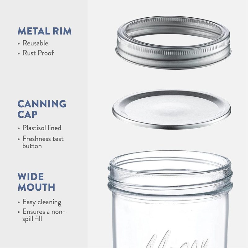 Cookware |  Wide-Mouth Glass Mason Jars, 16-Ounce (6-Pack) Glass Canning Jars With Silver Metal Airtight Lids And Bands With Chalkboard Labels, For Canning, Preserving, Meal Prep, Overnight Oats, Jam, Jelly Cookware 6