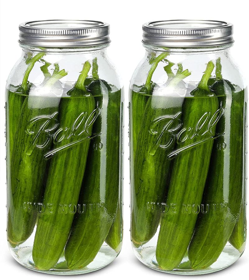 Cookware |  Wide Mouth Mason Jars 64 Oz 2 Pack Half Gallon Mason Jars With Airtight Lid And Band, Large Clear Glass Mason Jars For Canning, Fermenting, Pickling, Storing Cookware 2