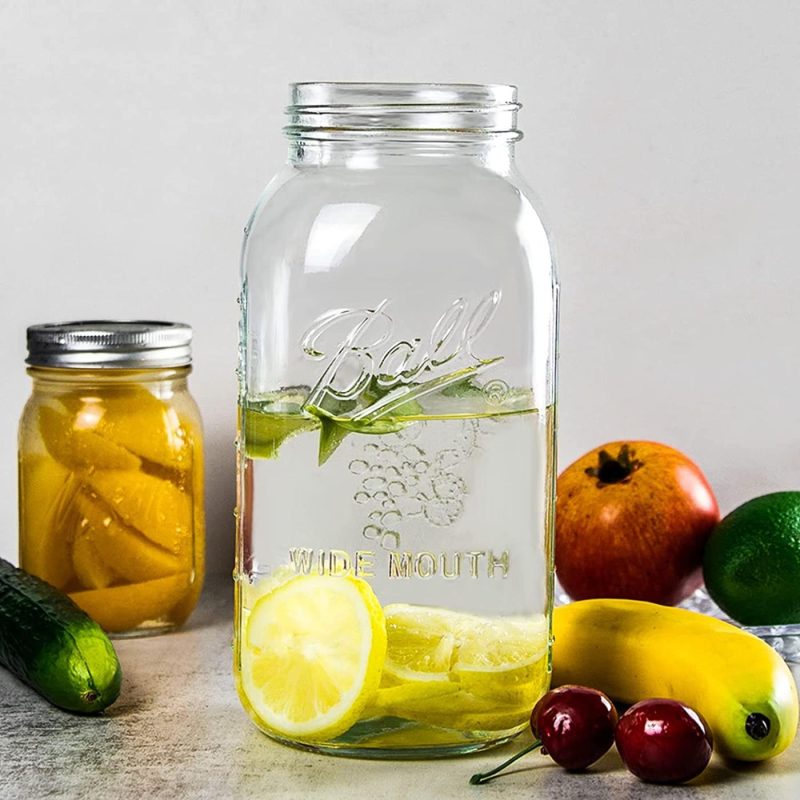 Cookware |  Wide Mouth Mason Jars 64 Oz 2 Pack Half Gallon Mason Jars With Airtight Lid And Band, Large Clear Glass Mason Jars For Canning, Fermenting, Pickling, Storing Cookware 2