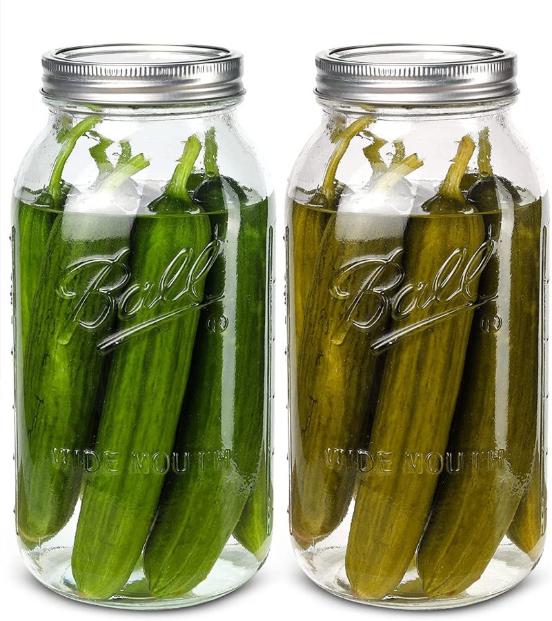 Cookware |  Wide Mouth Mason Jars 64 Oz 2 Pack Half Gallon Mason Jars With Airtight Lid And Band, Large Clear Glass Mason Jars For Canning, Fermenting, Pickling, Storing Cookware 2