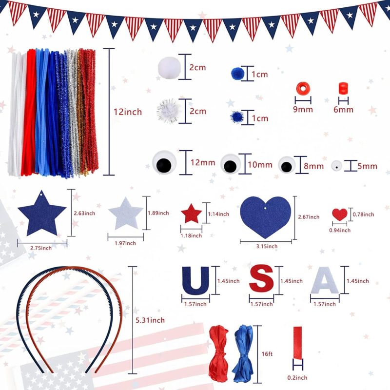 Craft Supplies |  539 Pcs Patriotic Headband Kit, 4Th Of July Headband Ornament Set Independence Day Hair Decor Crafts For Kids Party Favors Decorations Arts, Crafts & Sewing Caydo