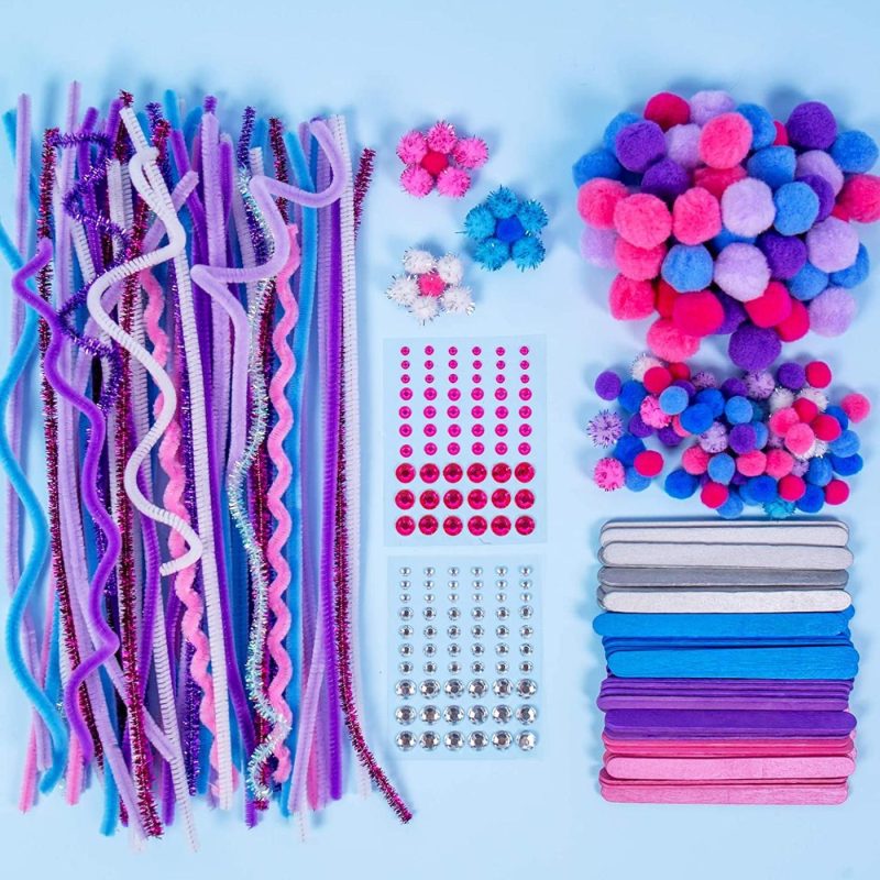 Craft Supplies |  Rainbow Arts & Crafts Supplies.All In One Crafting &Embellishment Pack, Colorful Craft Set.Kit Includes Fuzzy Sticks, Pom-Pom’s,Sequins, Jewels,Jumbo Craft Sticks,Wood Sticks & More Arts, Crafts & Sewing Craft Supplies