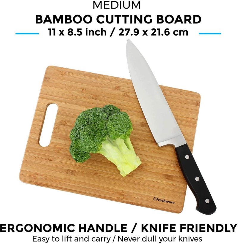 Cutlery & Knife Accessories |  Bamboo Cutting Boards For Kitchen [Set Of 3] Wood Cutting Board For Chopping Meat, Vegetables, Fruits, Cheese, Knife Friendly Serving Tray With Handles Home Decor & Cleaning Cutlery & Knife Accessories