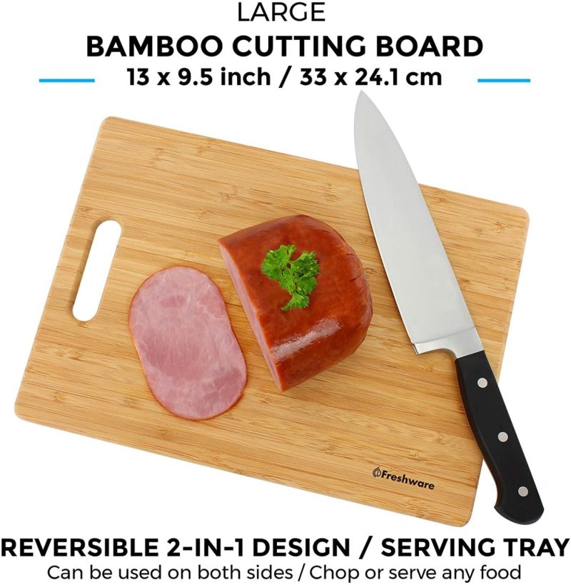 Cutlery & Knife Accessories |  Bamboo Cutting Boards For Kitchen [Set Of 3] Wood Cutting Board For Chopping Meat, Vegetables, Fruits, Cheese, Knife Friendly Serving Tray With Handles Home Decor & Cleaning Cutlery & Knife Accessories