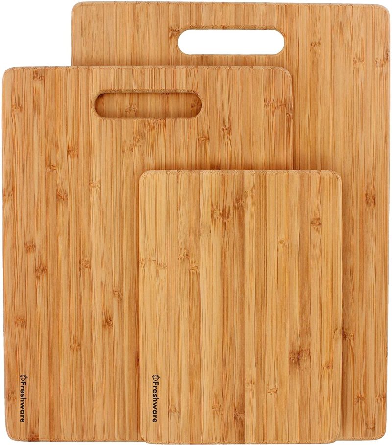 Cutlery & Knife Accessories |  Bamboo Cutting Boards For Kitchen [Set Of 3] Wood Cutting Board For Chopping Meat, Vegetables, Fruits, Cheese, Knife Friendly Serving Tray With Handles Home Decor & Cleaning Cutlery & Knife Accessories