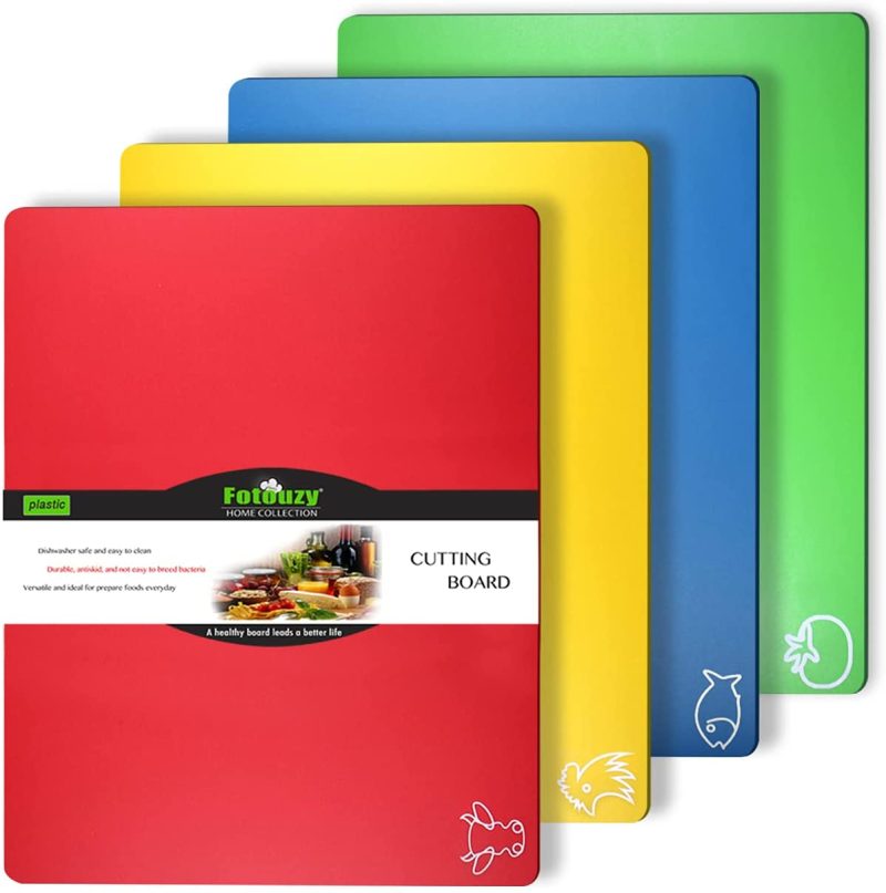 Cutlery & Knife Accessories |  Cutting Board Mats Flexible Plastic Colored Mats With Food Icons, Fotouzy Bpa-Free, Non-Porous, Upgrade 100% Non-Slip And Dishwasher Safe, Set Of 4 Cutlery & Knife Accessories Cutlery & Knife Accessories