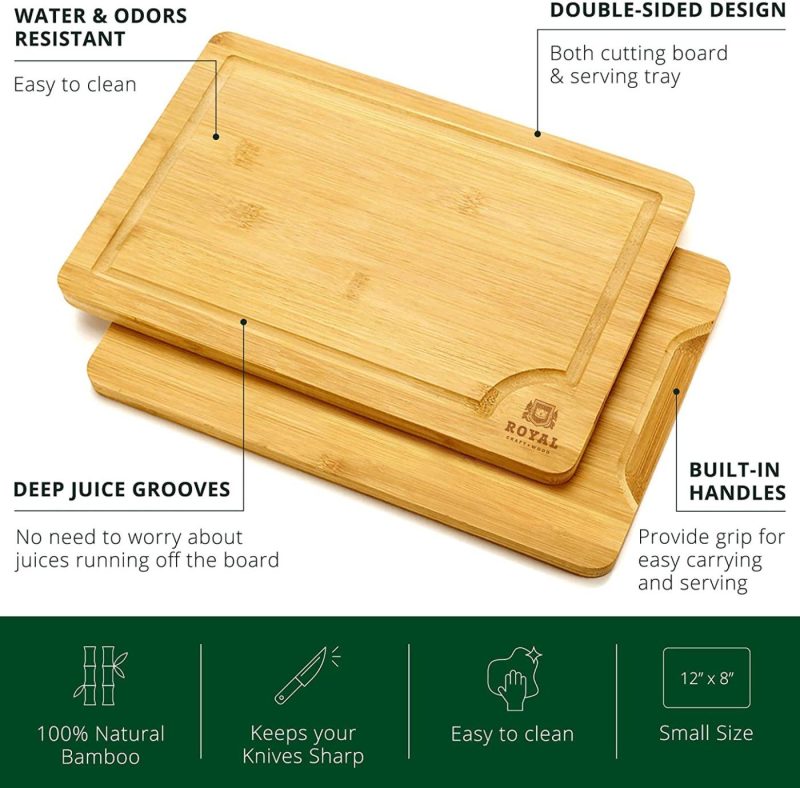 Cutlery & Knife Accessories |  Xxxl Bamboo Cutting Board For Kitchen 24" X 18" – Cheese And Charcuterie Serving Tray For Meat, Turkey, Vegetables, Dough – Carving Board With Juice Groove Cutlery & Knife Accessories Classic