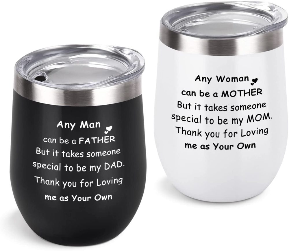 Dining & Entertaining |  12Oz Black And White Stainless Steel Insulated Wine Tumbler Set For New Parents Bar Tools & Drinkware Bar Tools & Drinkware