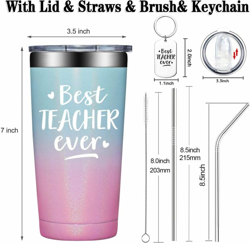 Dining & Entertaining |  Best Teacher Ever – Teacher Appreciation Gifts, Teacher Gifts For, End Of Year Teacher, Retirement Gifts – Teacher Gifts From Student, Teachers Day- Tumbler Cup Bar Tools & Drinkware Bar Tools & Drinkware