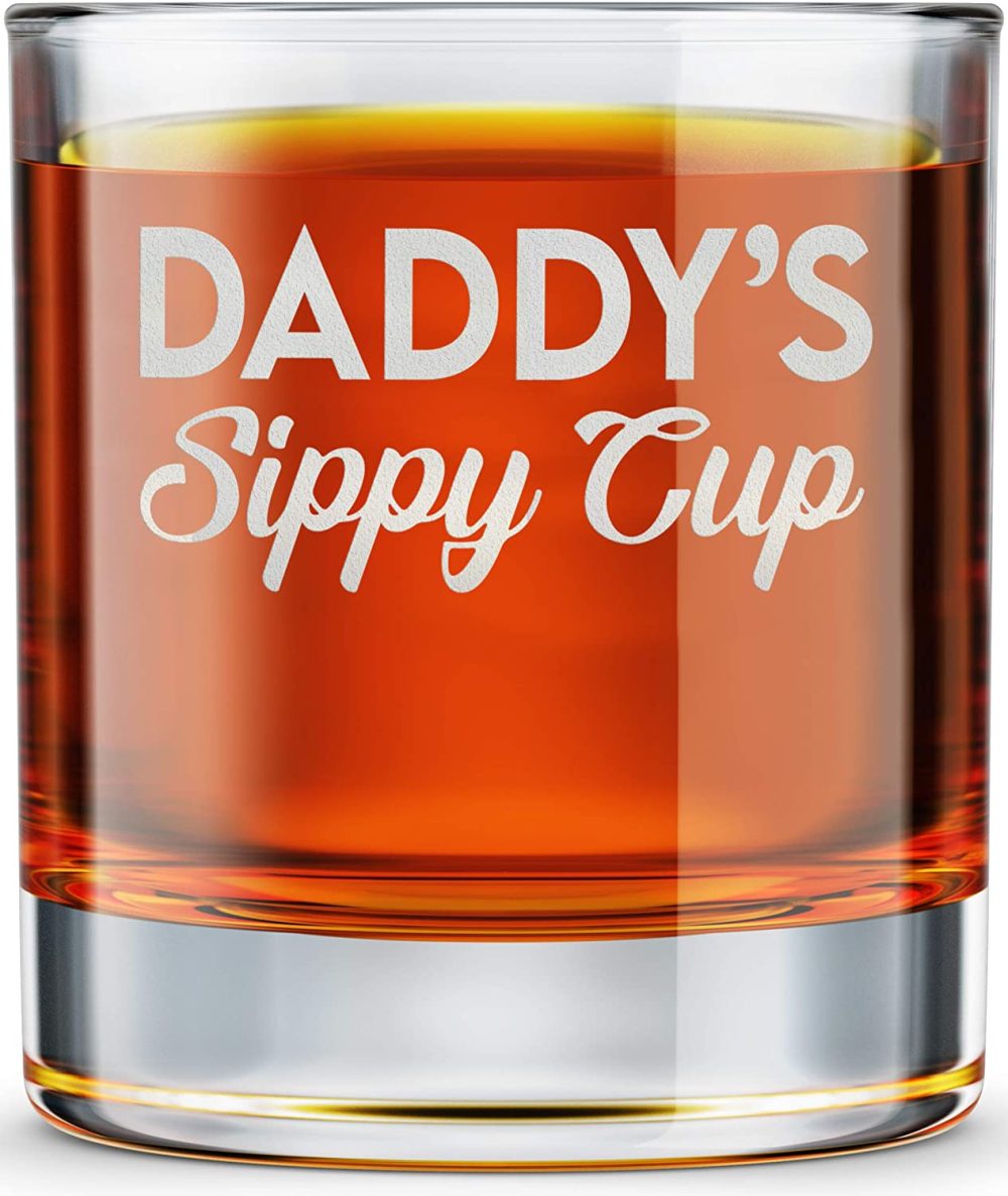 Dining & Entertaining |  Daddy Factory Daddy’s Sippy Cup Whiskey Glass – Funny New Dad Gifts – 10.25 Oz Engraved Old Fashioned Bourbon Rocks Glass For Expecting Father, Dad Birthday Gift Bar Tools & Drinkware Bar Tools & Drinkware