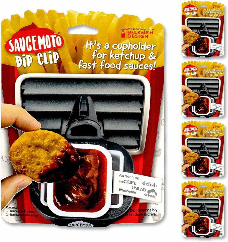 Dining & Entertaining |  Dip Clip | An In-Car Sauce Holder For Ketchup And Dipping Sauces. As Seen On Shark Tank (2 Pack, Black) Dining & Entertaining Assortment