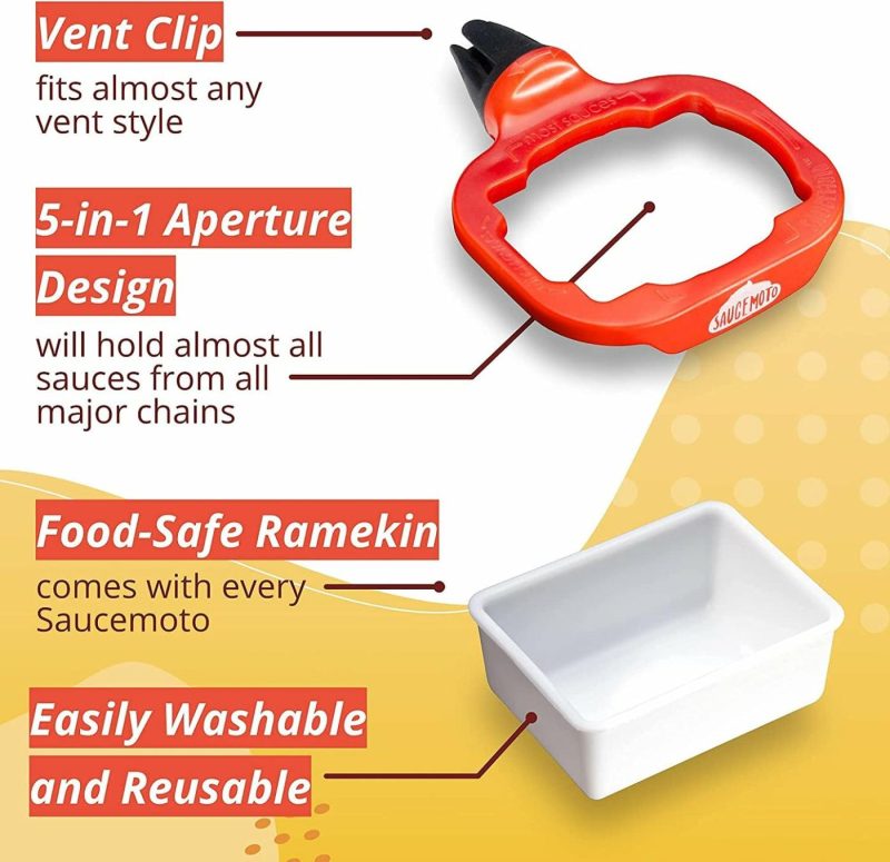 Dining & Entertaining |  Dip Clip | An In-Car Sauce Holder For Ketchup And Dipping Sauces. As Seen On Shark Tank (2 Pack, Black) Dining & Entertaining Assortment