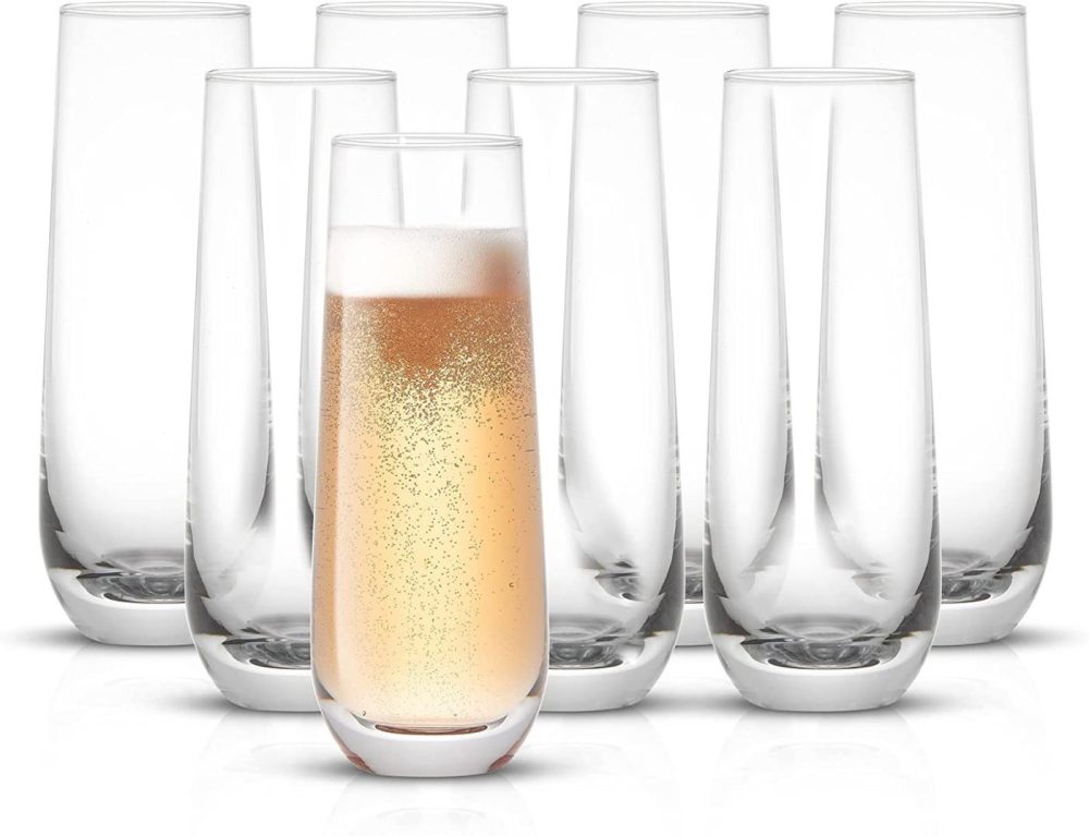 Dining & Entertaining |  Joyjolt Milo Stemless Champagne Flutes Set Of 8 Crystal Glasses. 9.4Oz Champagne Glasses. Prosecco Wine Flute, Mimosa Glasses Set, Cocktail Glass Set, Water Glasses, Highball Glass, Bar Glassware Bar Tools & Drinkware Bar Tools & Drinkware