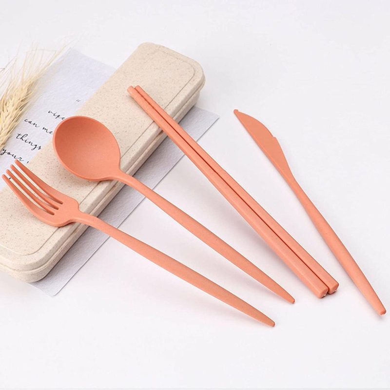 Dining & Entertaining |  Plastic Travel Utensils, 4 Sets Plastic Spoons And Forks Set Plastic Silverware, Portable Reusable Utensils Set With Case For Lunch Box, Picnic, Travel, Camping Dining & Entertaining Dining & Entertaining