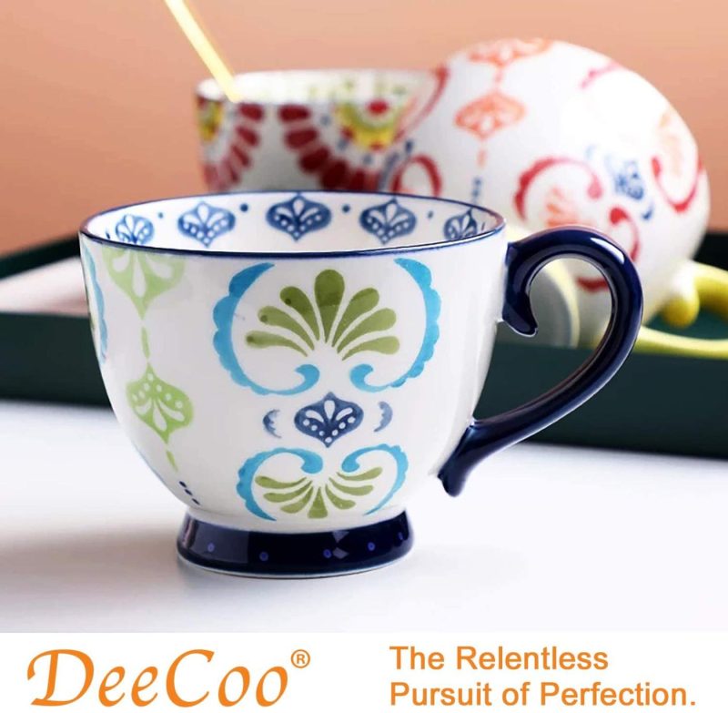 Dining & Entertaining |  Set Of 4 Coffee Mug Sets, Deecoo 15 Ounce Large Ceramic Coffee Mugs Restaurant Coffee Mug, Large-Sized Black Coffee Mugs Set Perfect For Coffee, Latte, Cappuccino, Tea, Cocoa, Cereal, Hot Chocolate Bar Tools & Drinkware Bar Tools & Drinkware