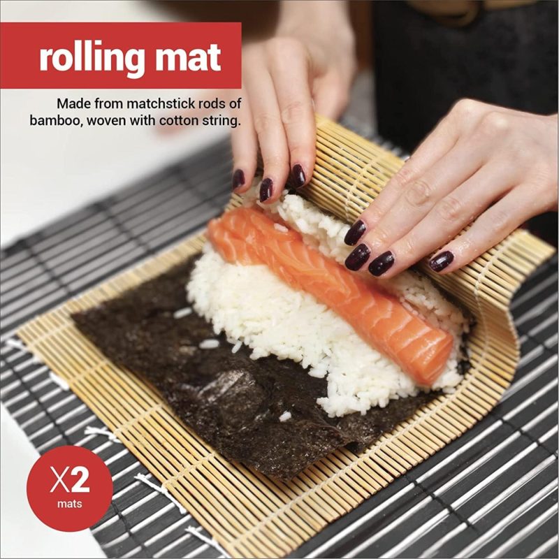 Dining & Entertaining |  Sushi Making Kit Deluxe – Includes 2 Bamboo Sushi Rolling Mats, Rice Spreader, Rice Paddle, 5 Pairs Chopsticks – 100% Bamboo Home Sushi Maker Kit For Beginners – Great Gift Idea For Chef – Roller Mat Dining & Entertaining BAMBOOWORX