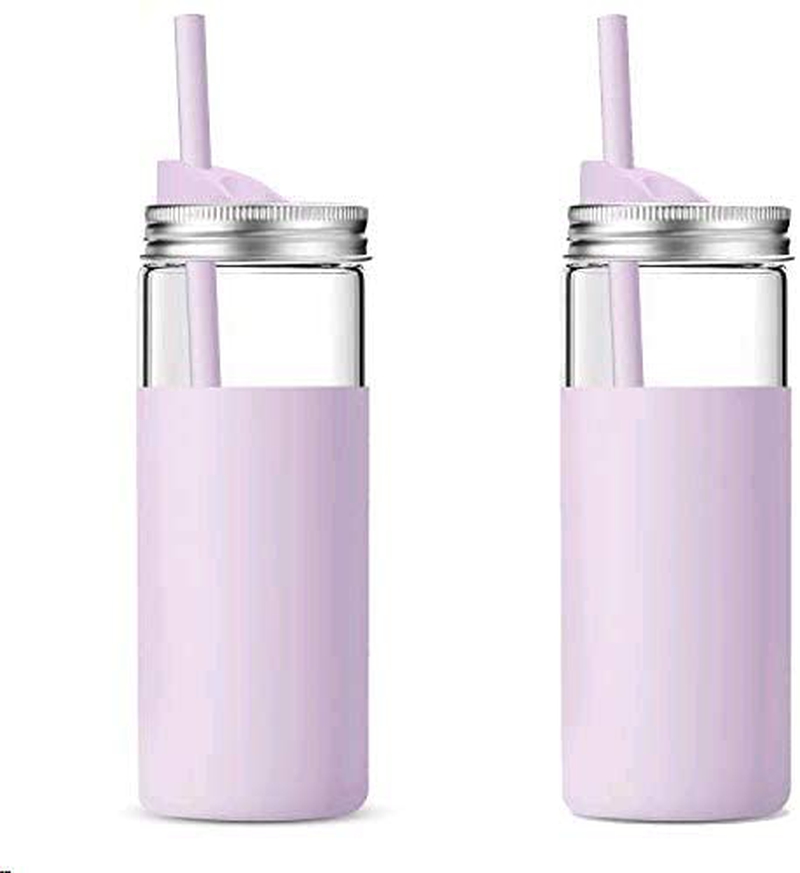 Dining & Entertaining |  Tronco 20Oz Borosilicate Glass Tumbler Bottle With Unbreakable Metal Mason Jar Style Lid And Protective Silicone Sleeve And Silicon Straw 2-Piece Set Pair Bpa-Free Easy Cleaning Bar Tools & Drinkware Bar Tools & Drinkware