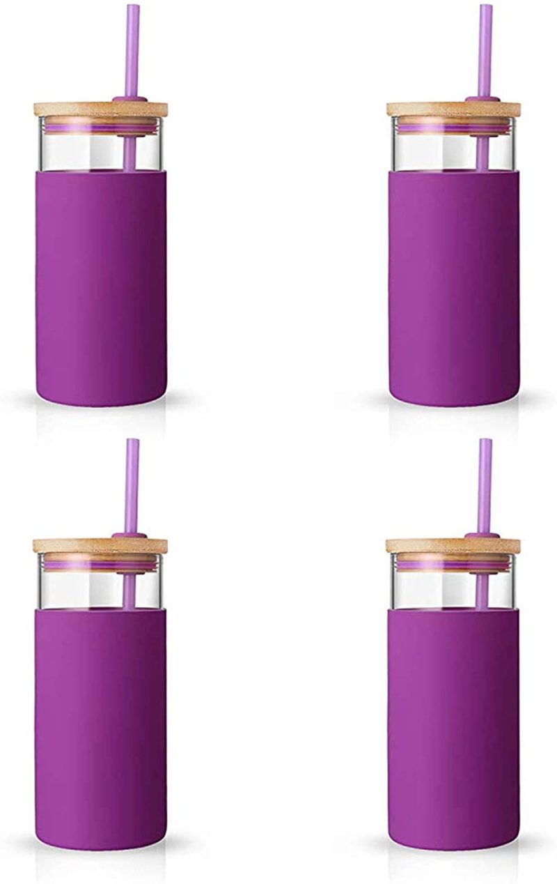 Dining & Entertaining |  Tronco 20Oz Glass Tumbler Straw Silicone Protective Sleeve Bamboo Lid – Bpa Free Bar Tools & Drinkware Bar Tools & Drinkware