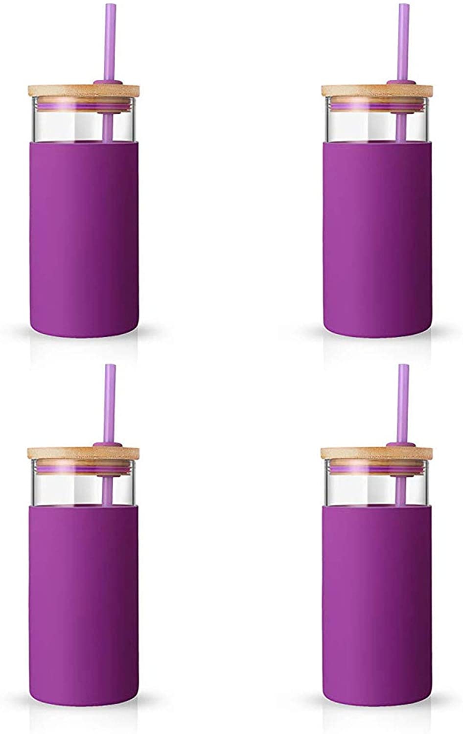 Dining & Entertaining |  Tronco 20Oz Glass Tumbler Straw Silicone Protective Sleeve Bamboo Lid – Bpa Free Bar Tools & Drinkware Bar Tools & Drinkware