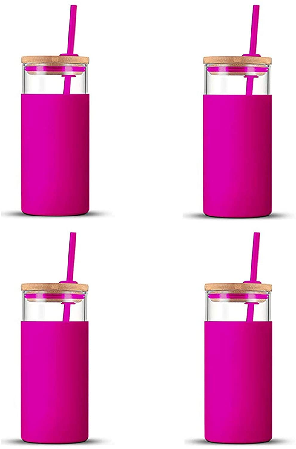 Dining & Entertaining |  Tronco 20Oz Glass Tumbler Straw Silicone Protective Sleeve Bamboo Lid – Bpa Free Bar Tools & Drinkware Bar Tools & Drinkware