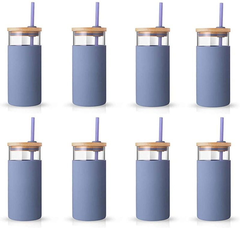 Dining & Entertaining |  Tronco 20Oz Glass Tumbler Straw Silicone Protective Sleeve Bamboo Lid – Bpa Free Bar Tools & Drinkware Bar Tools & Drinkware