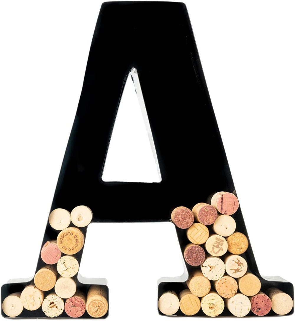 Dining & Entertaining |  Wine Cork Holder – Metal Monogram Letter (A), Black, Large | Wine Lover Gifts, Housewarming, Engagement & Bridal Shower Gifts | Personalized Wall Art | Home Decor Bar Tools & Drinkware Bar Tools & Drinkware