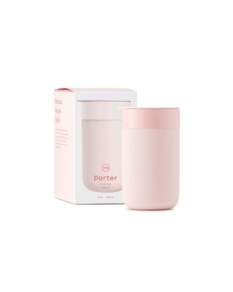 Dining & Entertaining |  W&P Porter Ceramic Mug W/ Protective Silicone Sleeve, Blush 16 Ounces | On-The-Go | Reusable Cup For Coffee Or Tea | Portable | Dishwasher Safe Bar Tools & Drinkware Bar Tools & Drinkware