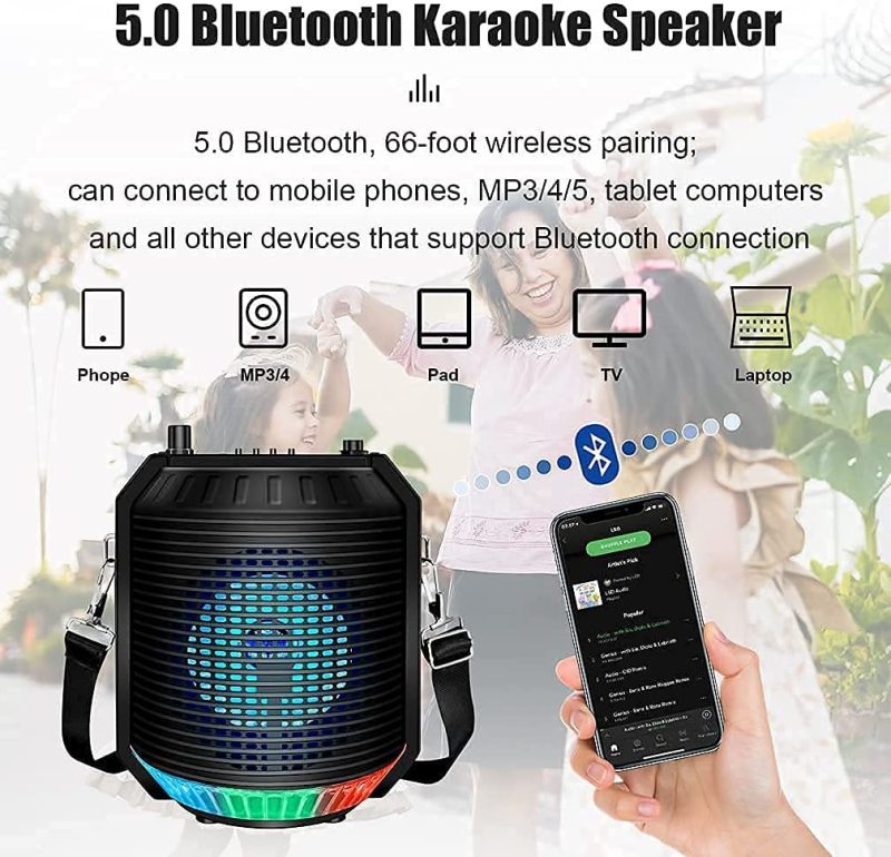 DJ, Electronic Music & Karaoke |  Resltaly Bluetooth Speaker With Karaoke, Portable Karaoke Machine For Adults And Kids – 5.0 Wireless Speaker With Fm Radio,4" Bass Stereo,Loud,Dj Lights/Mini/Tws/Aux/Mic/Outdoor Party Speaker System DJ, Electronic Music & Karaoke DJ, Electronic Music & Karaoke