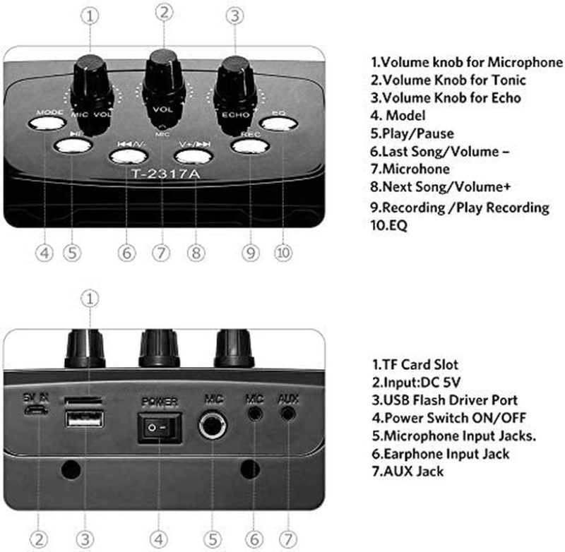 DJ, Electronic Music & Karaoke |  Archeer Portable Speaker System, Karaoke Machine Bluetooth Speaker With Microphone, Voice Amplifier Handheld Mic Perfect For Kids & Adults Party, Other Outdoors And Indoors Activities, Black DJ, Electronic Music & Karaoke ARCHEER