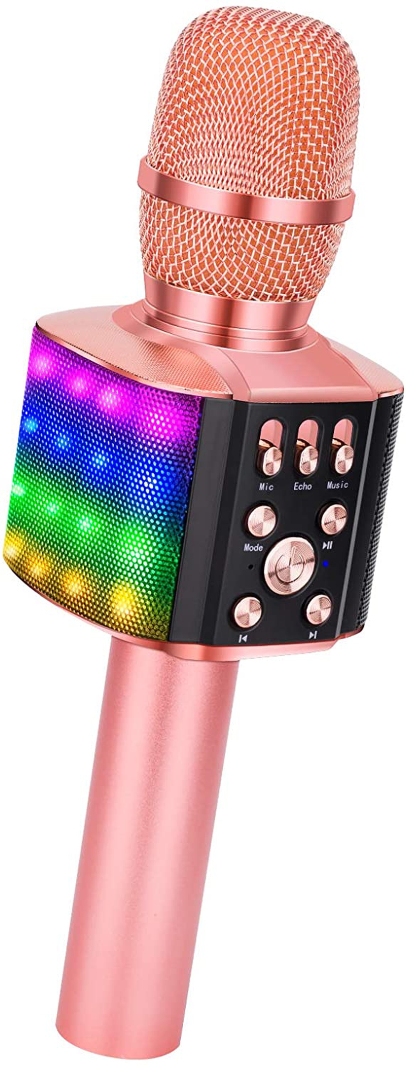 DJ, Electronic Music & Karaoke |  Bonaok Wireless Bluetooth Karaoke Microphone With Controllable Led Lights, 4 In 1 Portable Karaoke Machine Mic Speaker Birthday Home Party For All Smartphones Pc(Q36 Rose Gold) DJ, Electronic Music & Karaoke BONAOK