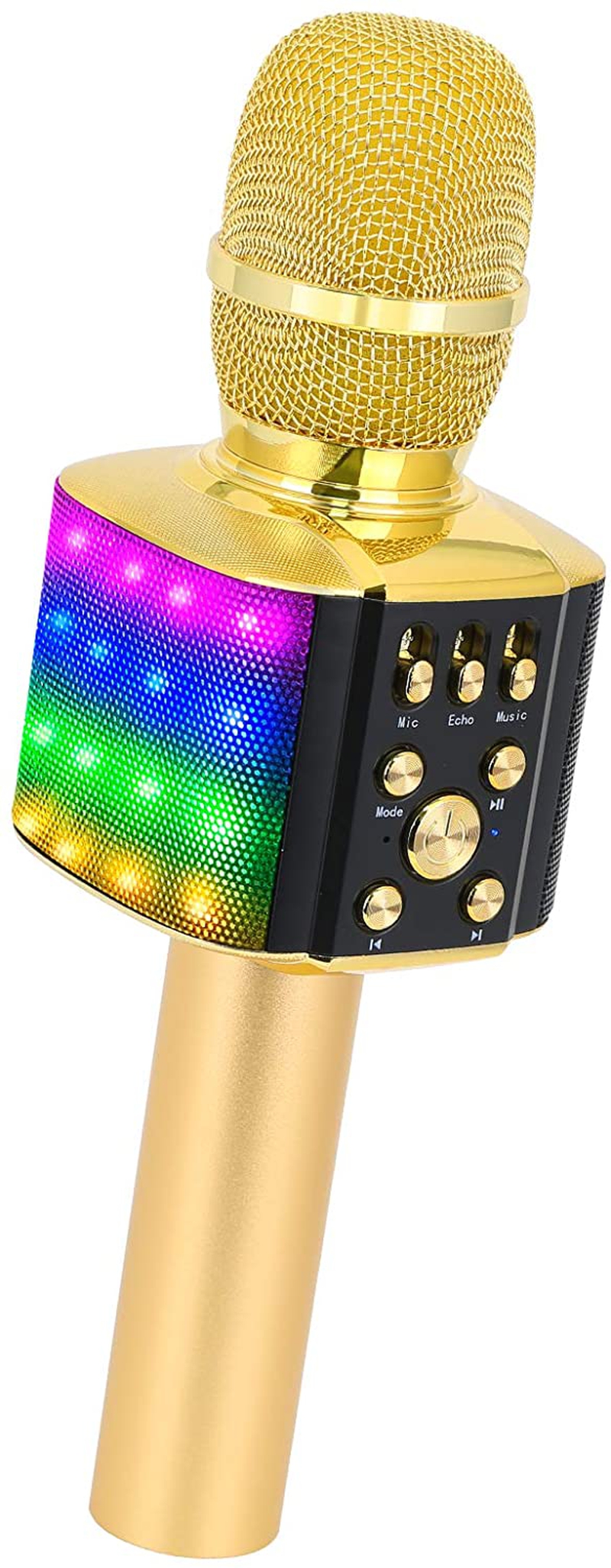 DJ, Electronic Music & Karaoke |  Bonaok Wireless Bluetooth Karaoke Microphone With Controllable Led Lights, 4 In 1 Portable Karaoke Machine Mic Speaker Birthday Home Party For All Smartphones Pc(Q36 Gold) DJ, Electronic Music & Karaoke BONAOK