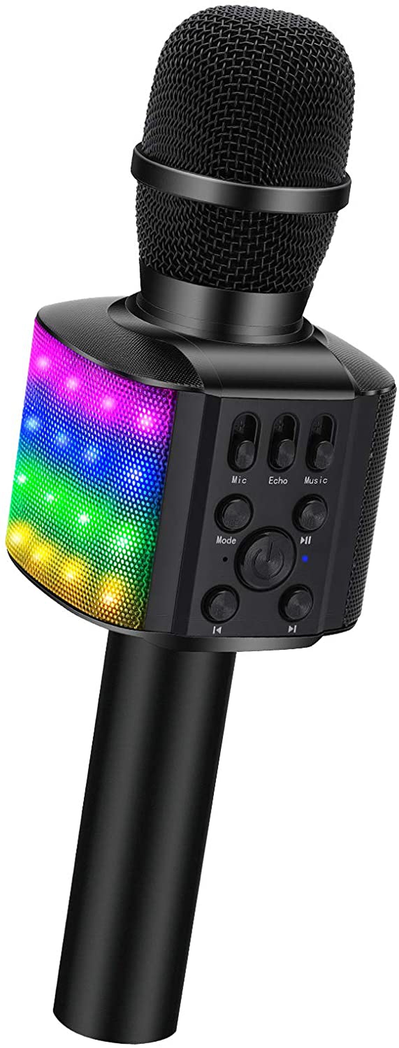 DJ, Electronic Music & Karaoke |  Bonaok Wireless Bluetooth Karaoke Microphone With Controllable Led Lights, 4 In 1 Portable Karaoke Machine Mic Speaker Birthday Home Party For All Smartphones Pc(Q36 Black) DJ, Electronic Music & Karaoke black