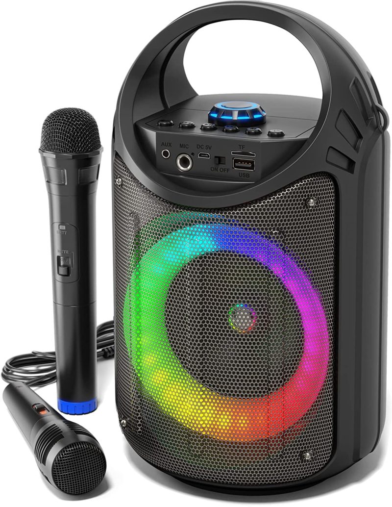 DJ, Electronic Music & Karaoke |  Masingo 2022 New Bluetooth Karaoke Machine For Adults And Kids With 1 Wireless Karaoke Microphone And 1 Wired Mic – Pa Portable Speaker System With Led Party Lights Burletta C10 DJ, Electronic Music & Karaoke black