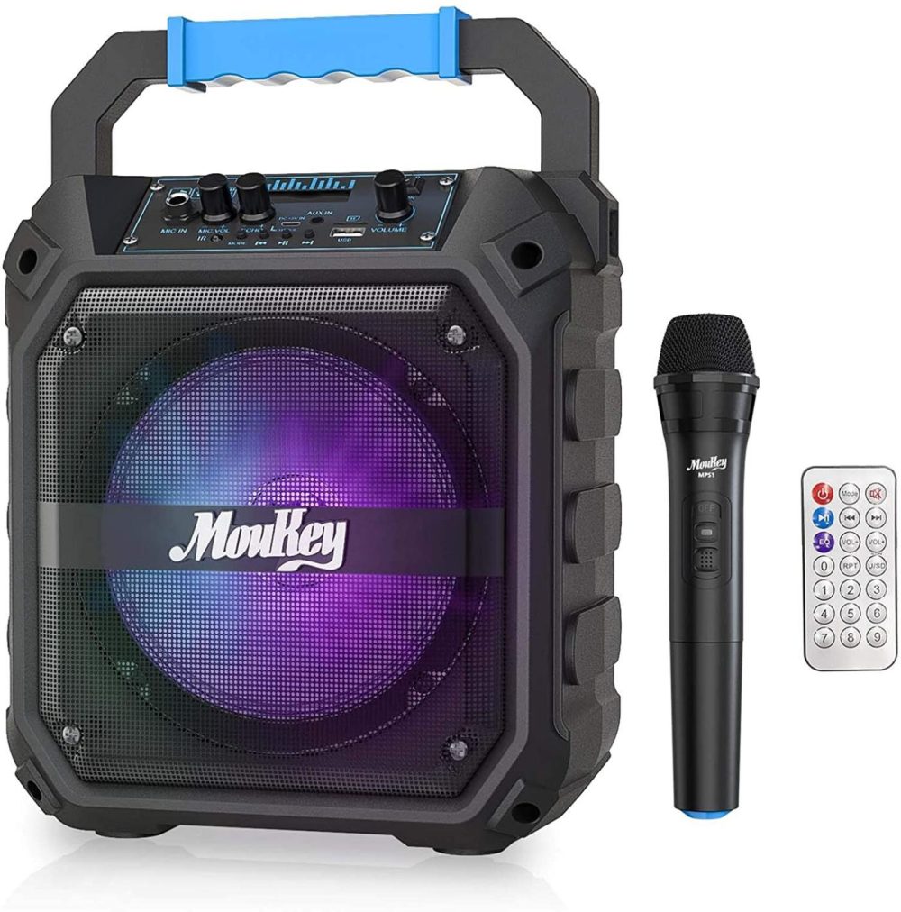 DJ, Electronic Music & Karaoke |  Moukey Bluetooth Karaoke Speaker – 6.5”, Portable Karaoke Machine Pa Stereo System With Microphone, Dj Lights, Fm Radio, Remote Control, Rechargeable, Supports Tf Card/Usb DJ, Electronic Music & Karaoke DJ, Electronic Music & Karaoke