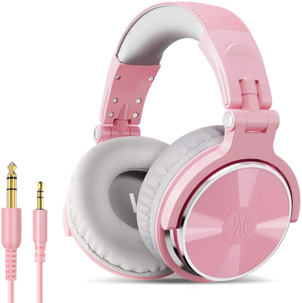 DJ, Electronic Music & Karaoke |  Oneodio Over Ear Headphone, Wired Bass Headsets With 50Mm Driver, Foldable Lightweight Headphones With Shareport And Mic For Recording Monitoring Mixing Podcast Guitar Pc Tv (Light Pink) DJ, Electronic Music & Karaoke DJ, Electronic Music & Karaoke