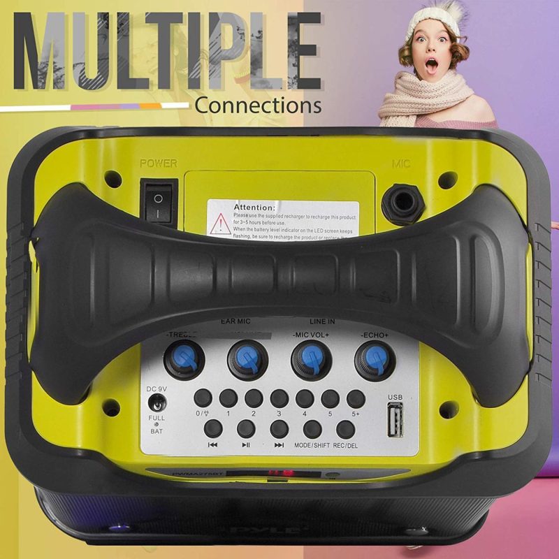 DJ, Electronic Music & Karaoke |  Portable Bluetooth Karaoke Speaker System – Audio Recording Function, 32 Gb Usb/Sd Card Support, Built-In Rechargeable Battery, Flashing Dj Light W/ Music Streaming & Handheld Mic – Pyle Pwma275Bt DJ, Electronic Music & Karaoke DJ, Electronic Music & Karaoke