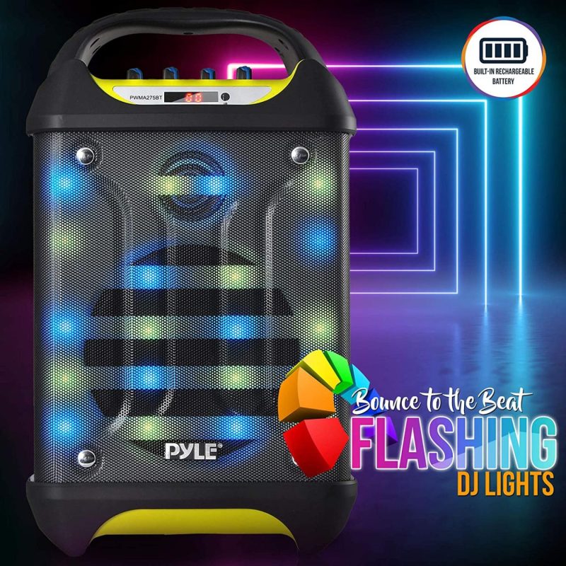 DJ, Electronic Music & Karaoke |  Portable Bluetooth Karaoke Speaker System – Audio Recording Function, 32 Gb Usb/Sd Card Support, Built-In Rechargeable Battery, Flashing Dj Light W/ Music Streaming & Handheld Mic – Pyle Pwma275Bt DJ, Electronic Music & Karaoke DJ, Electronic Music & Karaoke