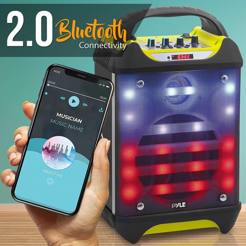 DJ, Electronic Music & Karaoke |  Portable Bluetooth Karaoke Speaker System – Audio Recording Function, 32 Gb Usb/Sd Card Support, Built-In Rechargeable Battery, Flashing Dj Light W/ Music Streaming & Handheld Mic – Pyle Pwma275Bt DJ, Electronic Music & Karaoke DJ, Electronic Music & Karaoke