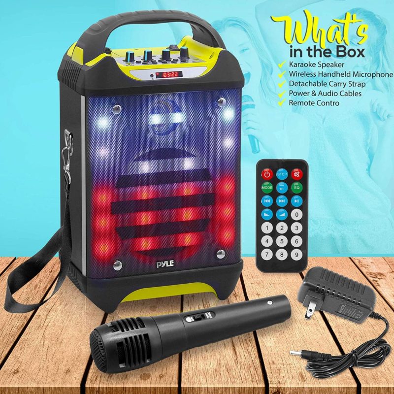 DJ, Electronic Music & Karaoke |  Portable Bluetooth Karaoke Speaker System – Audio Recording Function, 32 Gb Usb/Sd Card Support, Built-In Rechargeable Battery, Flashing Dj Light W/ Music Streaming & Handheld Mic – Pyle Pwma275Bt DJ, Electronic Music & Karaoke DJ, Electronic Music & Karaoke