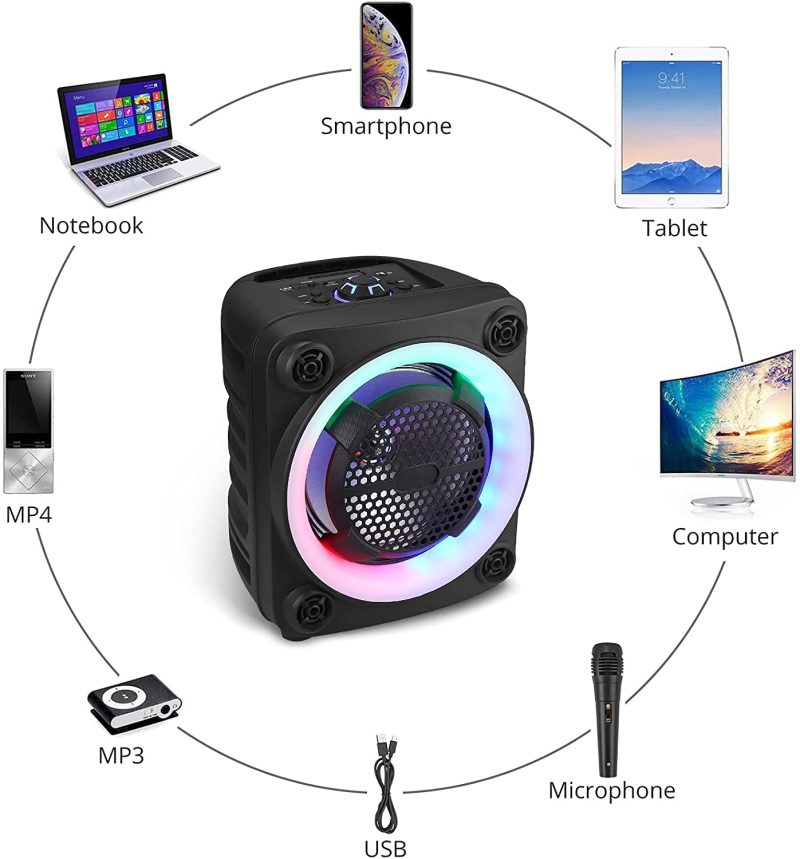 DJ, Electronic Music & Karaoke |  Prozor 8 Inch Portable Karaoke Machine For Kids & Adults, Portable Pa System Rechargeable Wireless Bluetooth Speaker With Wired Microphone & Lights & Fm Radio For Party, Wedding DJ, Electronic Music & Karaoke DJ, Electronic Music & Karaoke