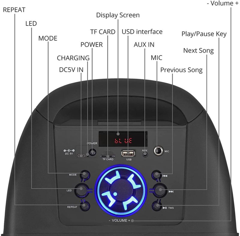 DJ, Electronic Music & Karaoke |  Prozor 8 Inch Portable Karaoke Machine For Kids & Adults, Portable Pa System Rechargeable Wireless Bluetooth Speaker With Wired Microphone & Lights & Fm Radio For Party, Wedding DJ, Electronic Music & Karaoke DJ, Electronic Music & Karaoke