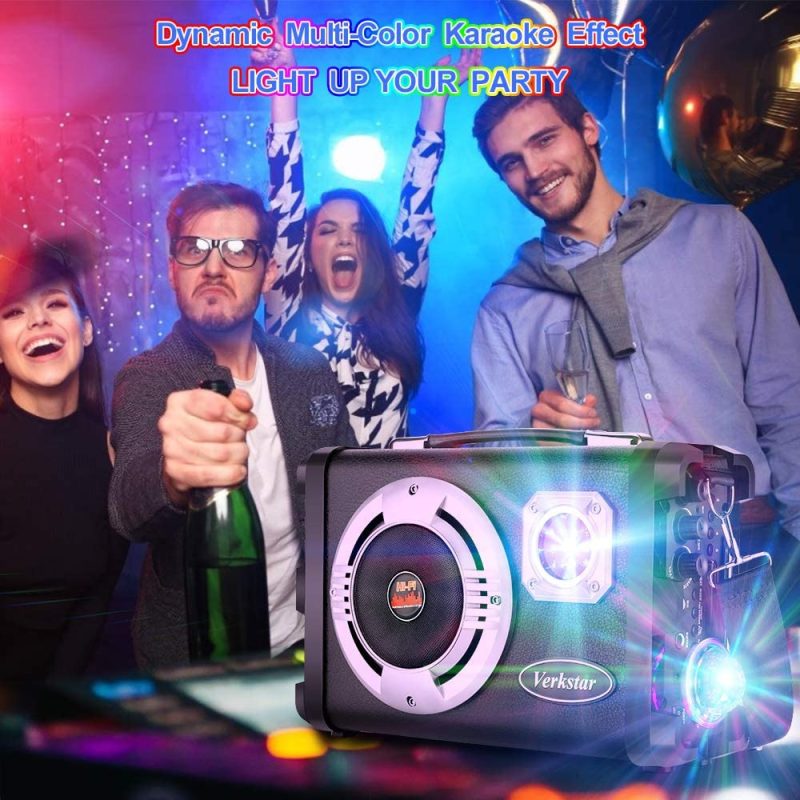 DJ, Electronic Music & Karaoke |  Verkstar Karaoke Machine Portable Pa System Rechargeable Wireless Bluetooth Speaker For Kids Adults With Disco Ball & Wired Microphone Suitable For Thanksgiving,Christmas,Birthday Party DJ, Electronic Music & Karaoke black