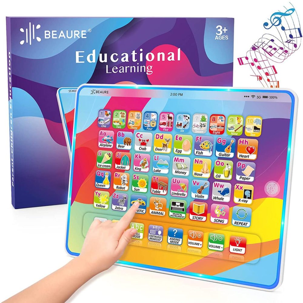 Education & Crafts |  12 In 1 Learning Toys For Toddlers 1-3, Educational Toddler Tablet With Light, Electronic Learning Toddler Toys – Abc/Words/Number/Interactive/Spelling/Music/Animal/Traffic/Stories/Musical Instrument Education & Crafts BEAURE