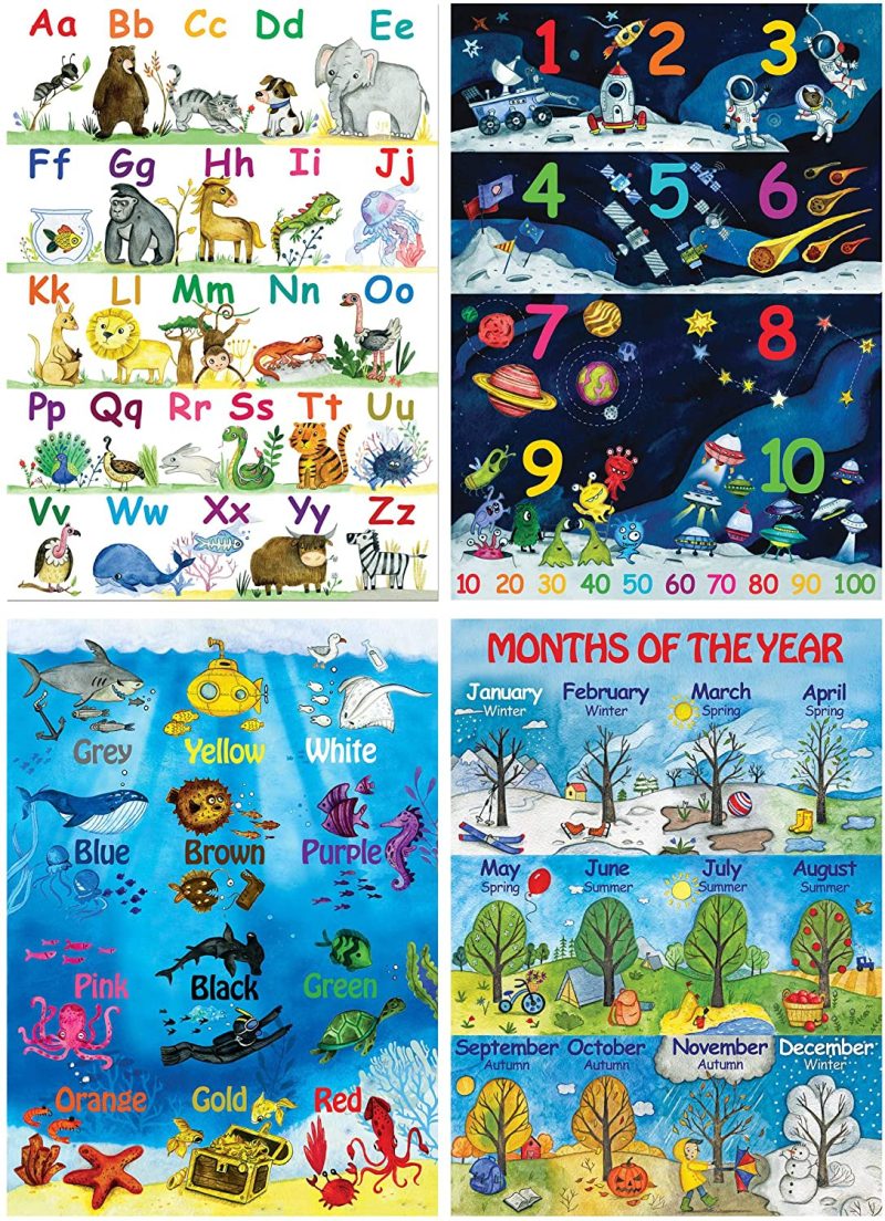 Education & Crafts |  12 Kids Educational Posters For Preschoolers & Toddlers –13X18 | Large Preschool Wall Posters For Homeschool Teaching, Distance Learning, Daycare & Kindergarten | Abc Alphabet Poster, 123 Chart & More Education & Crafts Education & Crafts