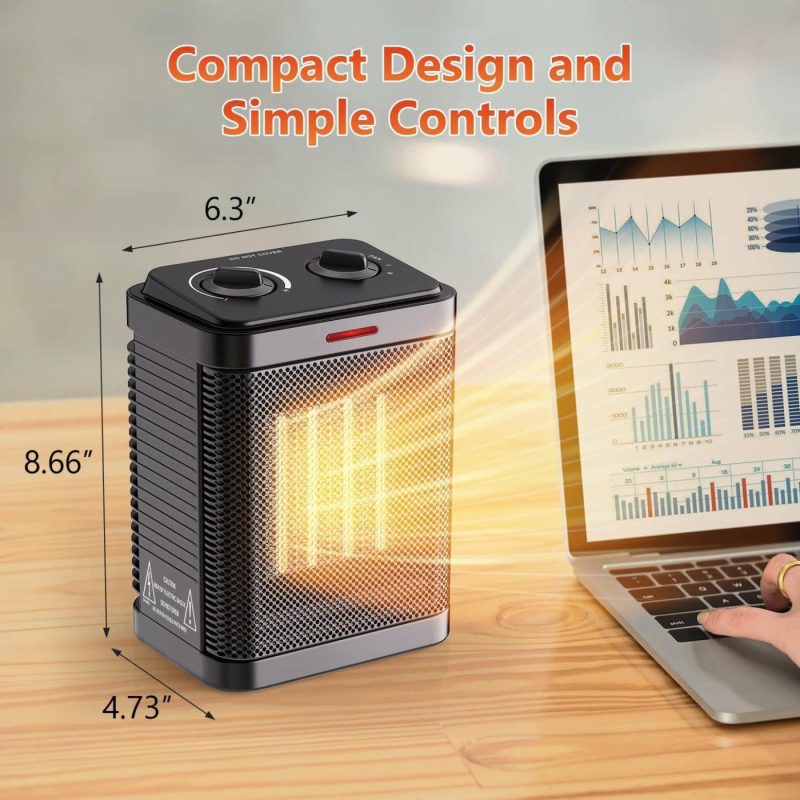 Education & Crafts |  1500W Space Heater For Indoor Use, Portable Electric Heater 2S Rapid Heating, Small Space Heater With Thermostat, Ptc Ceramic Heater With Tip-Over And Overheat Protection, Great For Home And Office Education & Crafts black