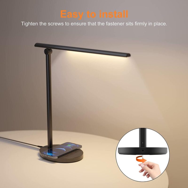 Education & Crafts |  24W Led Desk Lamp, Desk Lamp With Wireless Charger, Desk Lamp For Home Office With 10W Fast Charge, Dimmable Desk Lamp With Pleless Dimming, 440Lumens, 3 Color Temperatures Education & Crafts Education & Crafts